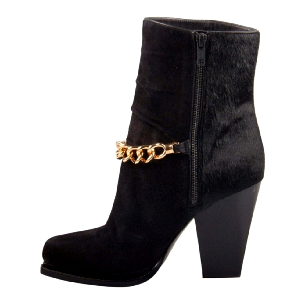 Phillip Lim 3.1  Black calf hair Berlin chain ankle boots booties size 6 …